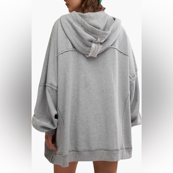 Free People NWT We The Free OVERSIZED WHITE HOODED 100%Cotton SWEATSHIRT - Picture 6 of 17